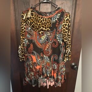 Nuggles 
 Women's Paisley and Leopard Print Tunic Top - Multicolor